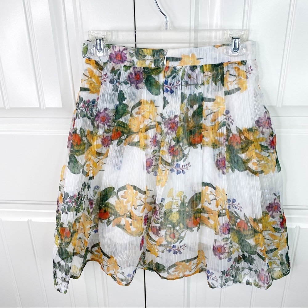 Jealous Tomato Cream Floral Pleated Full Skirt S - Picture 4 of 5